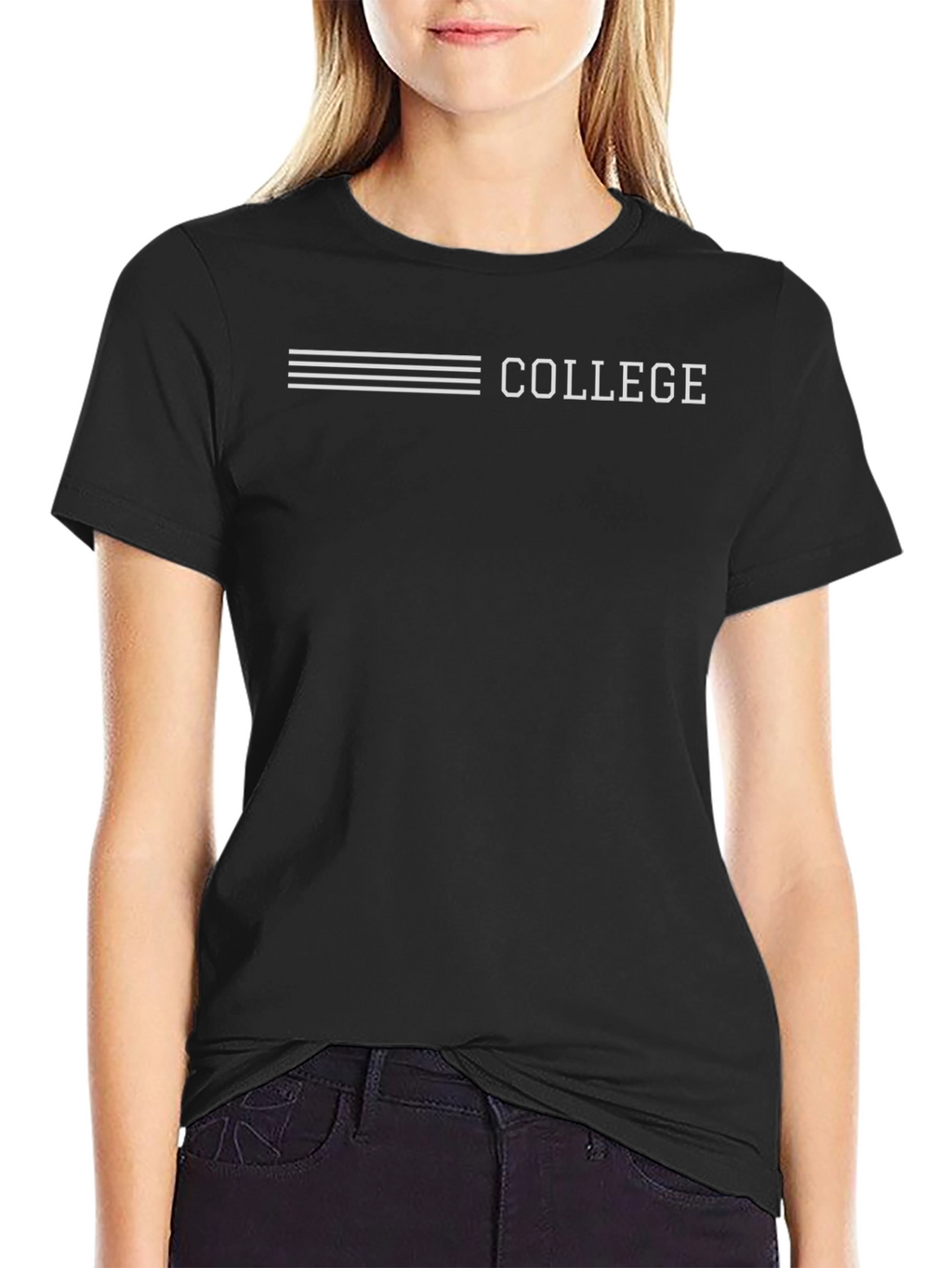 College Graphic Black T-Shirt