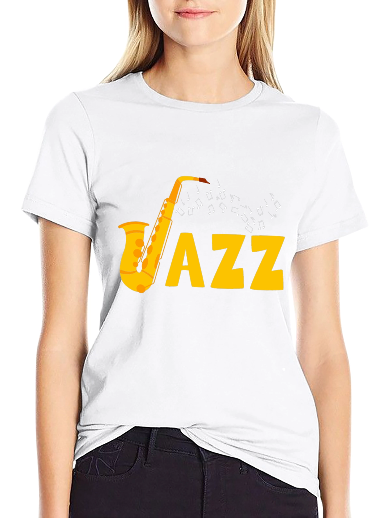 Jazz Saxophone Graphic Tee - Black Cotton T-Shirt