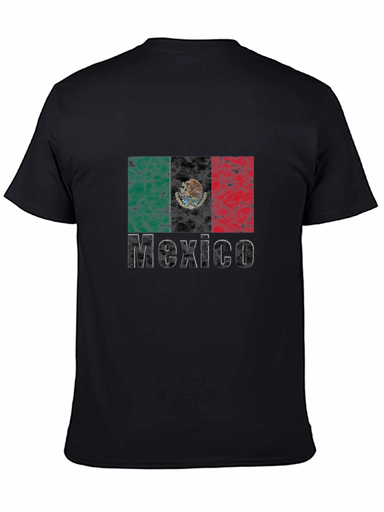 Mexico Flag Graphic T-Shirt - Black Crew Neck Tee