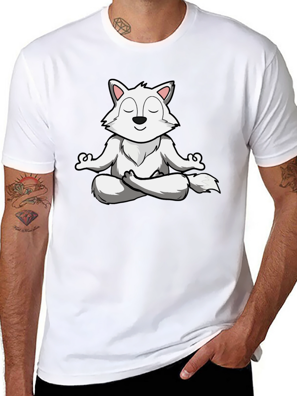 Meditating Wolf T-Shirt - Zen Animal Graphic Tee