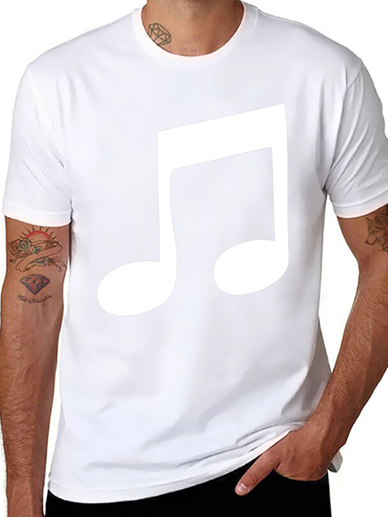 Musical Note Graphic Tee - Black Cotton Comfort
