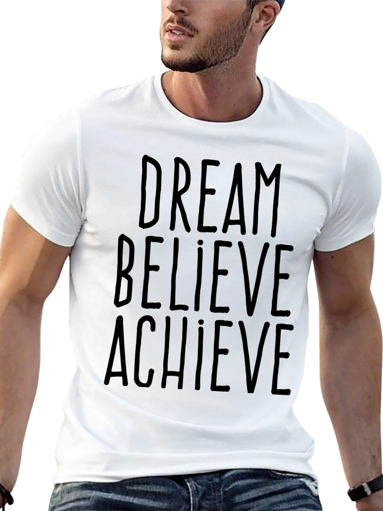 Dream Believe Achieve Black Graphic Tee