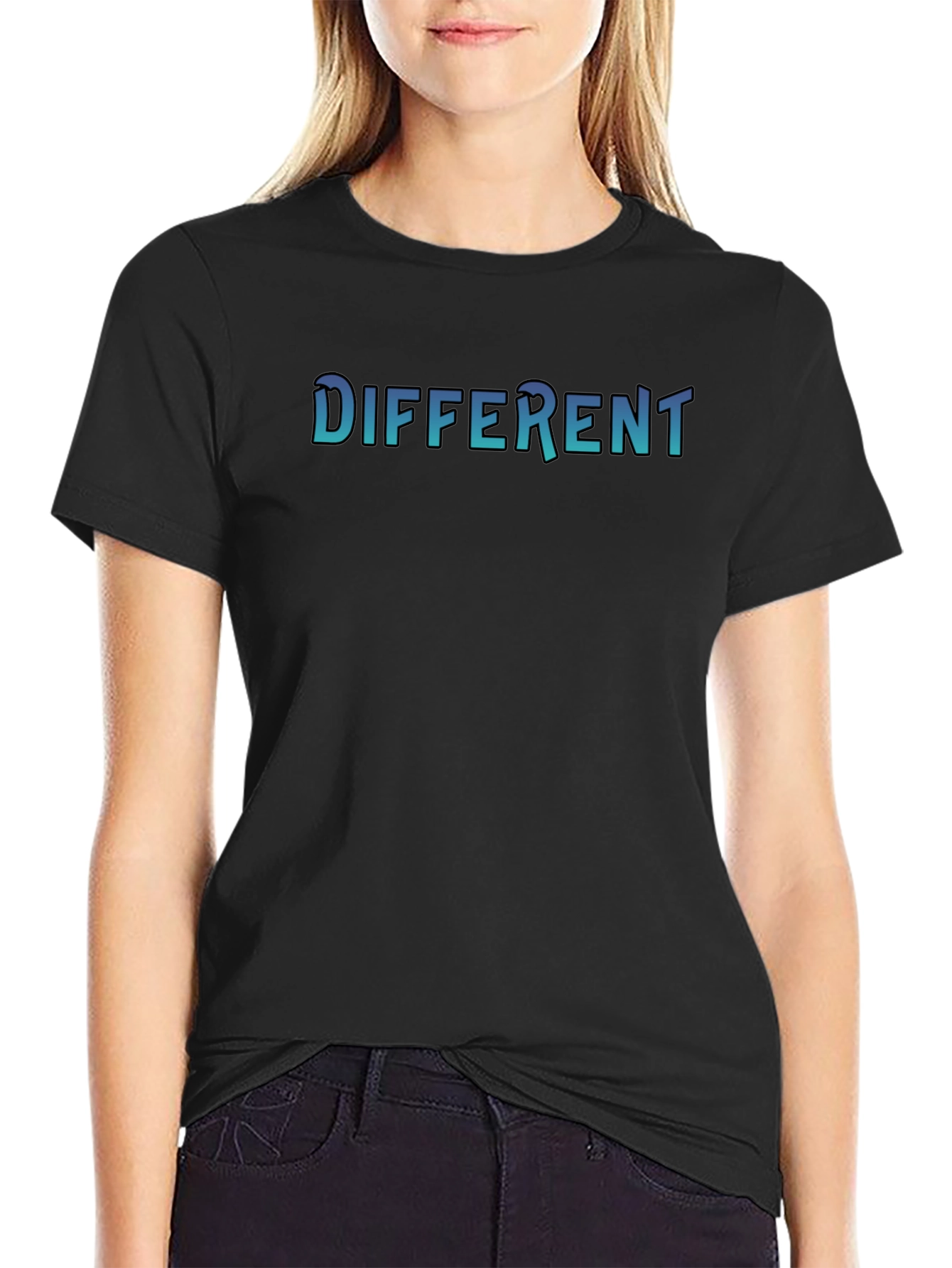Different Graphic Print Black T-Shirt