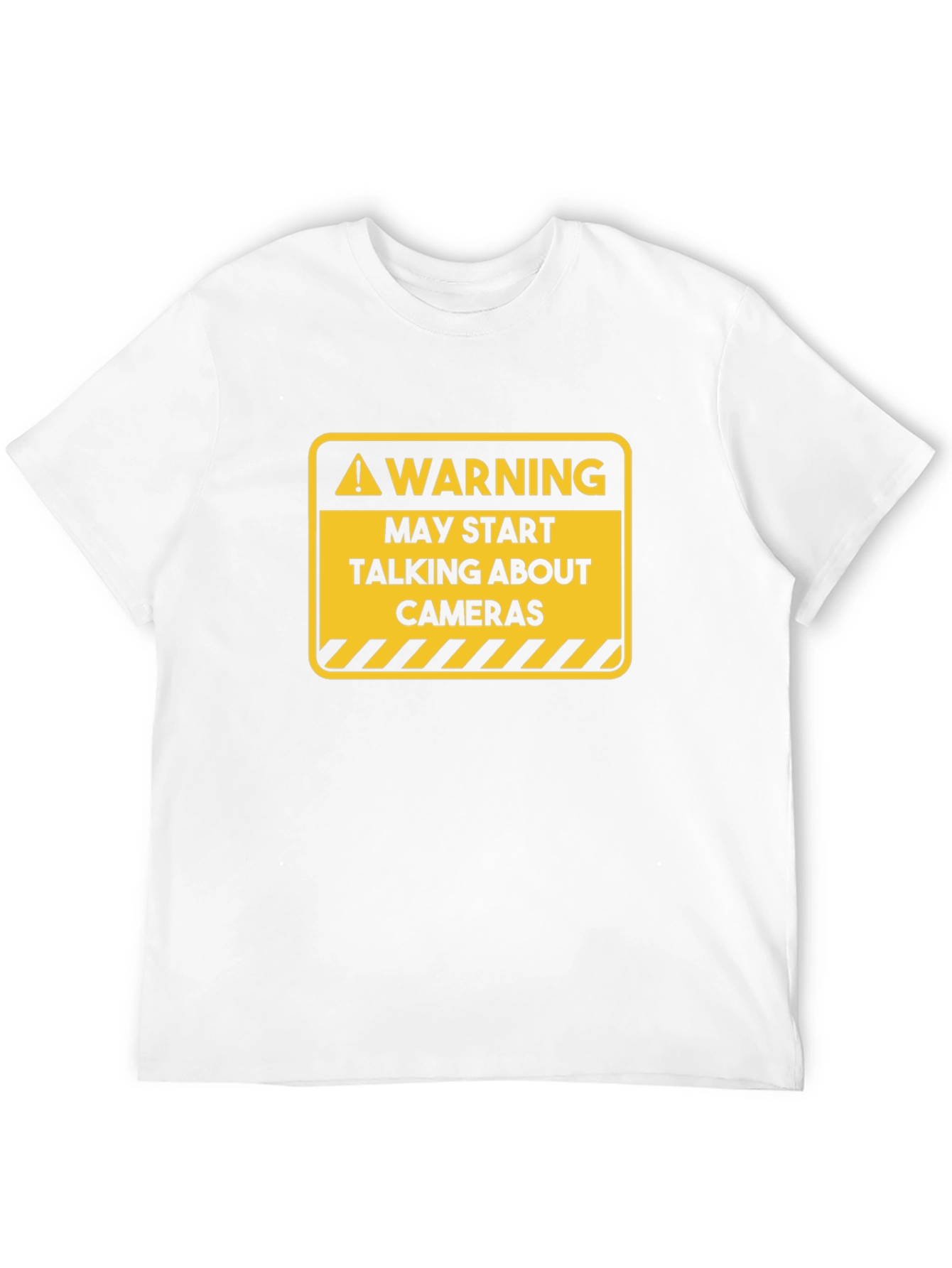 Warning May Start Talking About Cameras Black T-Shirt