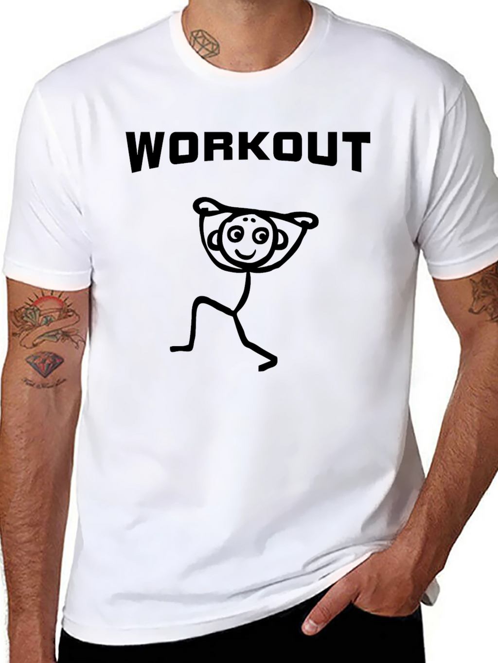 Workout Stick Figure Graphic T-Shirt