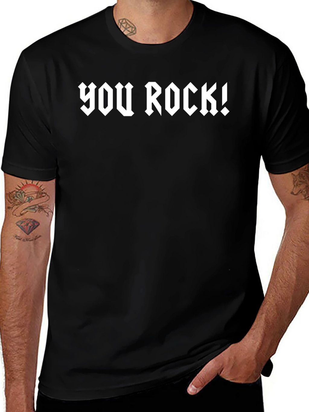 You Rock! Graphic Tee - Black Casual T-Shirt