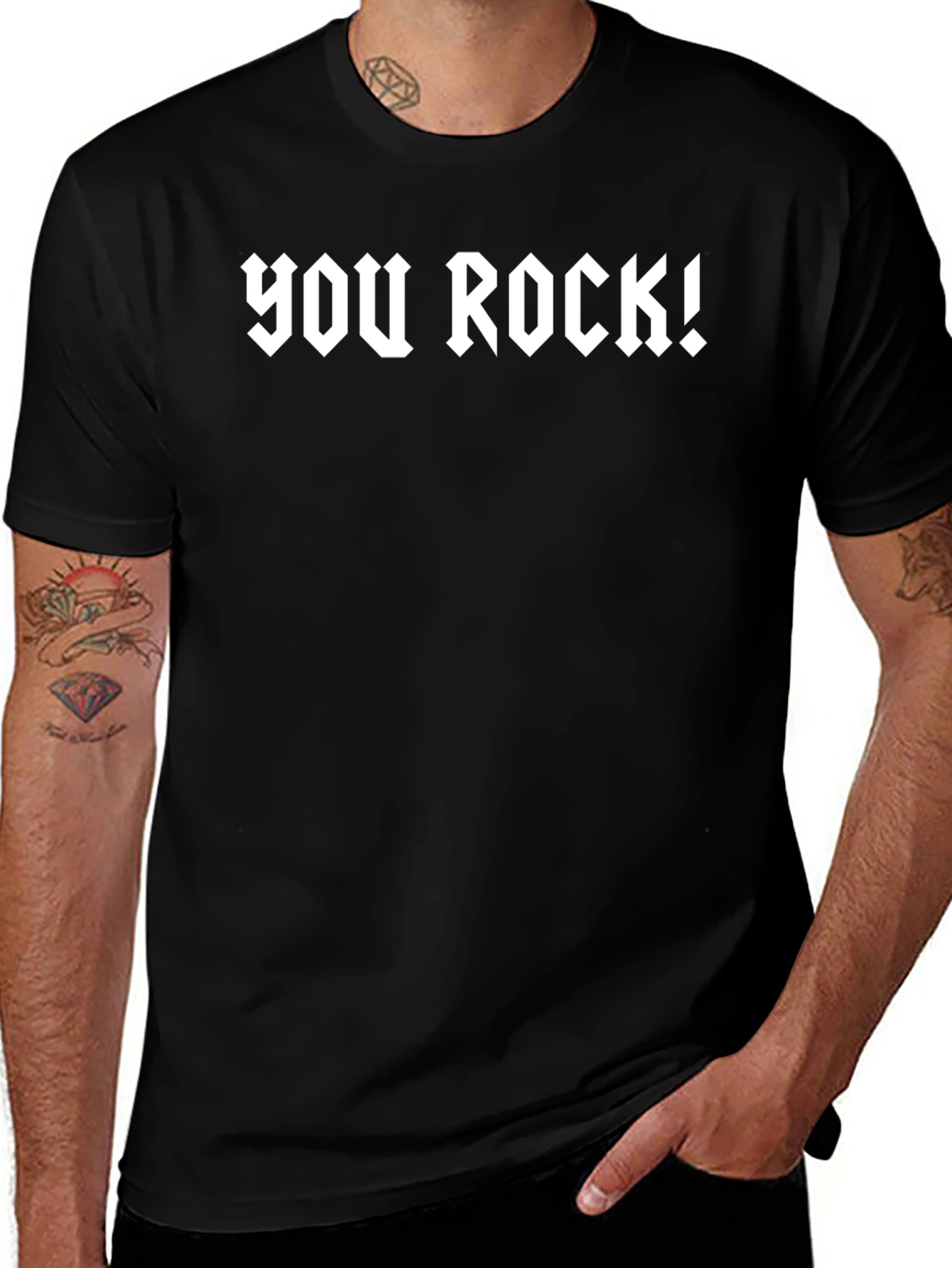 You Rock! Graphic Tee - Black Casual T-Shirt