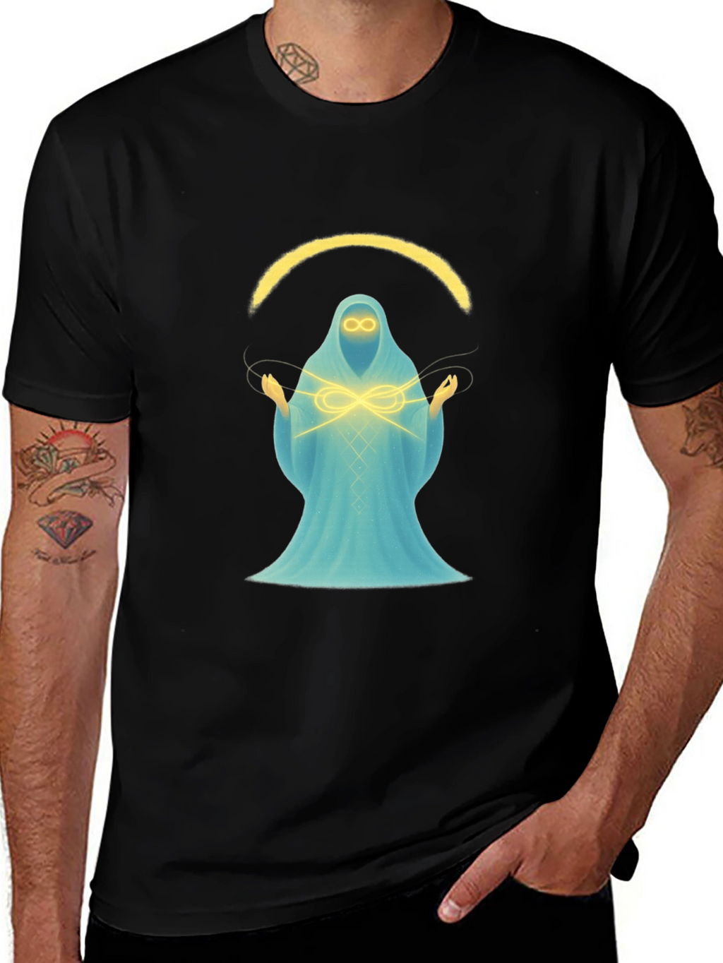 Mystic Spirit Graphic Tee - Black Cotton Blend