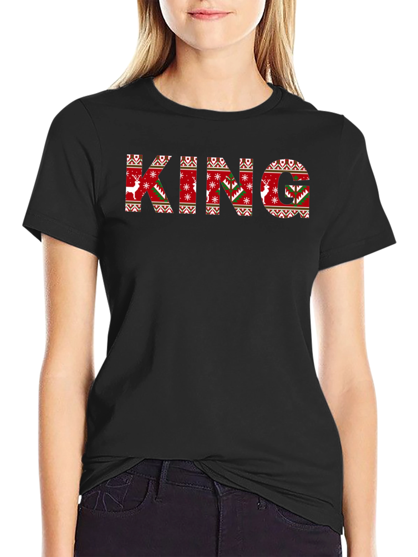 Festive King Christmas Sweater Pattern T-Shirt
