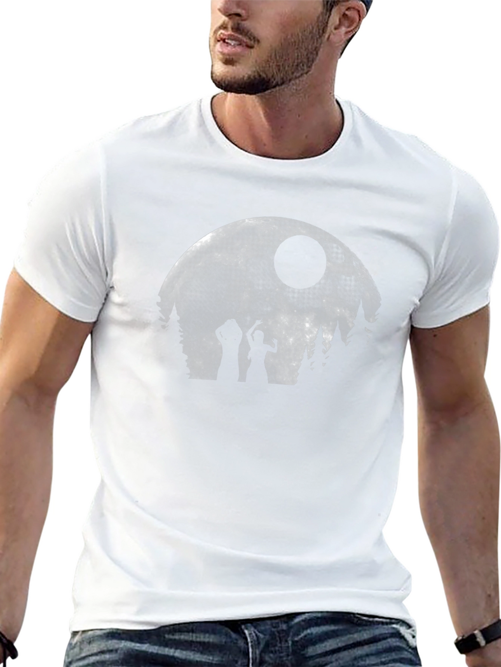 Zombie Moon Halloween Black T-Shirt