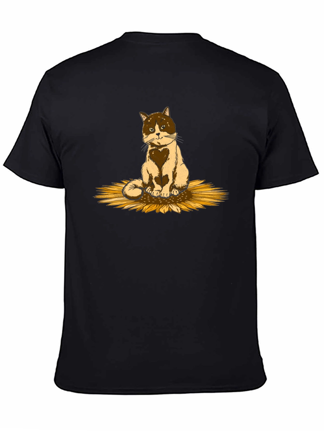 Cat & Sunflower Graphic T-Shirt