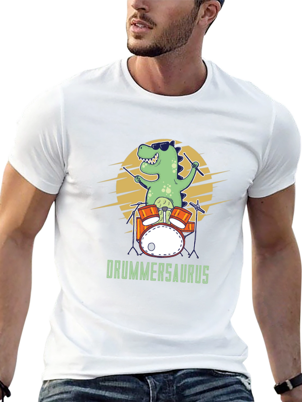 Drummersaurus T-Shirt - Funny Dinosaur Drummer Tee