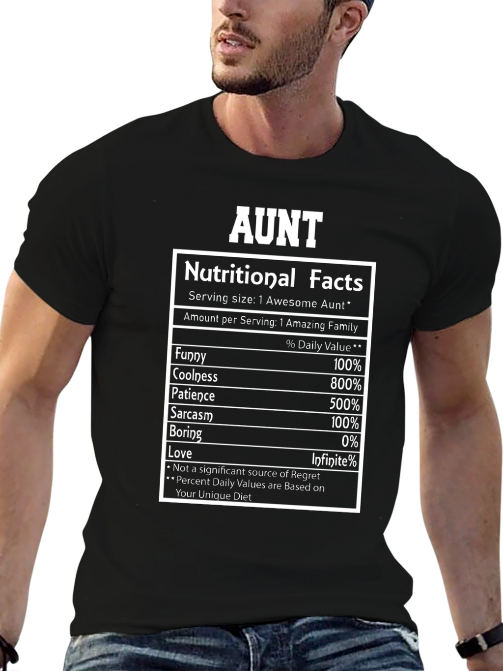Aunt Nutritional Facts Graphic Novelty T-Shirt
