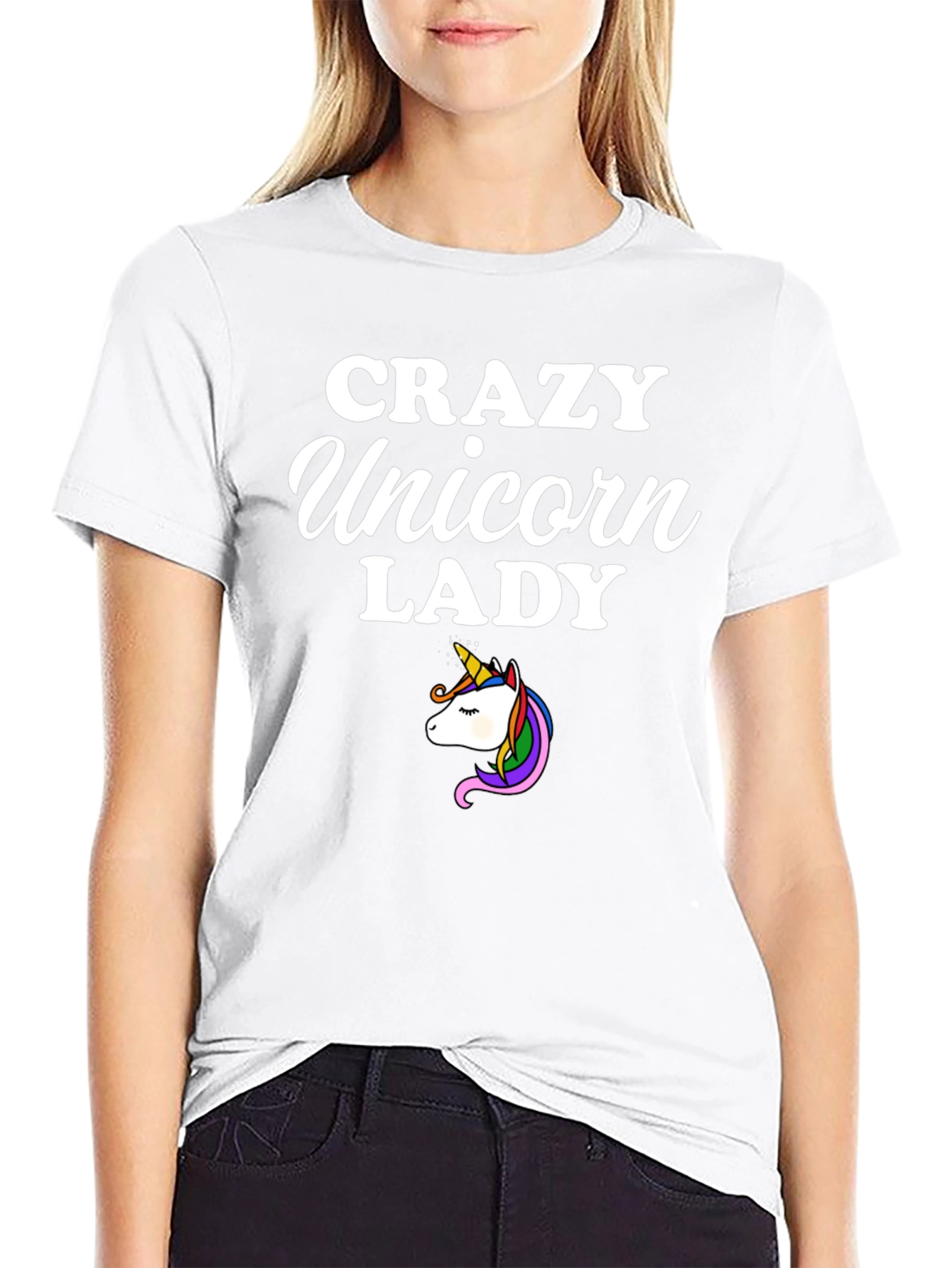 Crazy Unicorn Lady Black T-Shirt